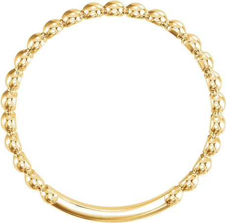 14K Yellow 2 mm Stackable Bead Ring