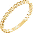 14K Yellow Gold 2 mm Stackable Beaded Ring