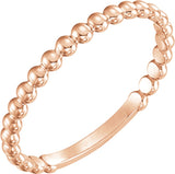 14K Rose 2 mm Stackable Beaded Ring