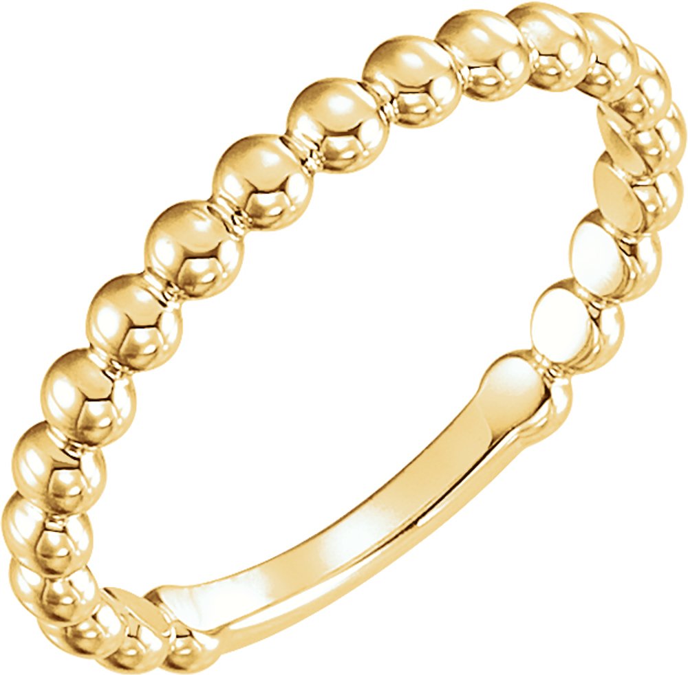 14K Yellow Gold 2.5 mm Stackable Beaded Ring
