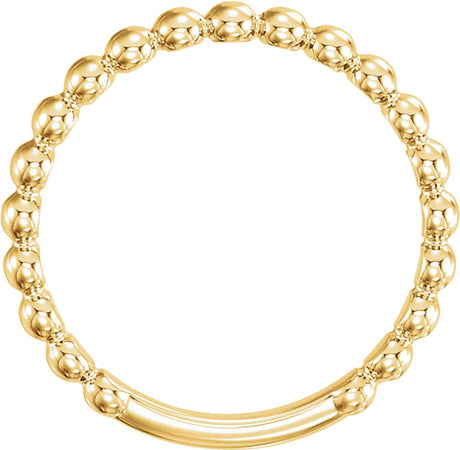 14K Yellow Gold 2.5 mm Stackable Beaded Ring