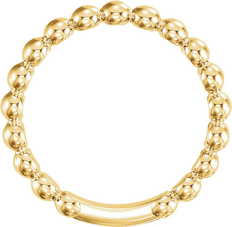 14K Yellow Gold 3 mm Stackable Beaded Ring