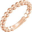 14K Rose 3 mm Stackable Beaded Ring