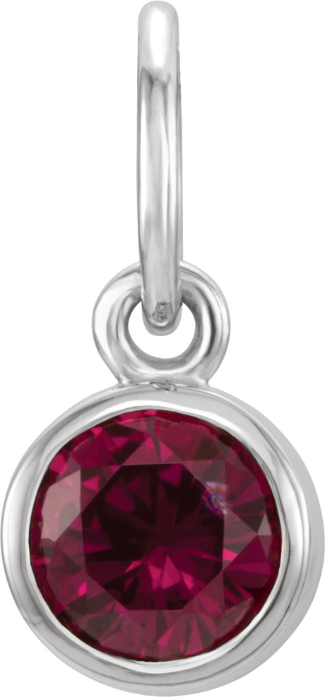 Sterling Silver Posh Mommy® Imitation Mozambique Garnet Charm/Pendant