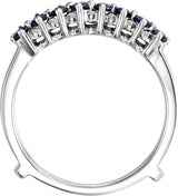 14K White Natural Blue Sapphire Ring Guard