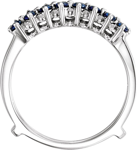 14K White Natural Blue Sapphire Ring Guard