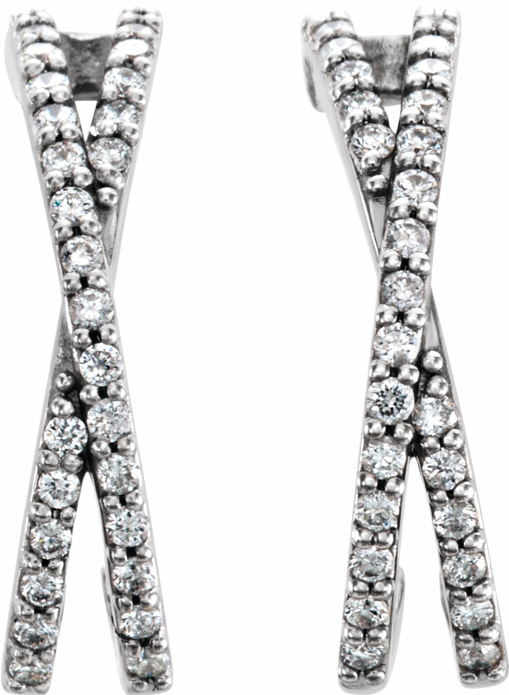 14K White 1/4 CTW Natural Diamond Criss-Cross J-Hoop Earrings