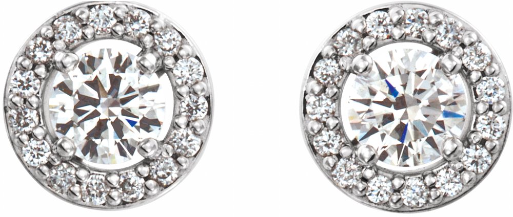 14K White Gold 1/2 CTW Lab-Grown Diamond Halo-Style Earrings