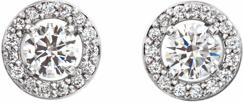 14K White 1/2 CTW Lab-Grown Diamond Halo-Style Earrings