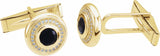 14K Yellow Natural Black Onyx & 1/8 CTW Natural Diamond Cuff Links