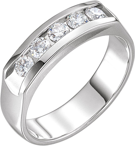 14K White 3/4 CTW Natural Diamond Channel-Set Band