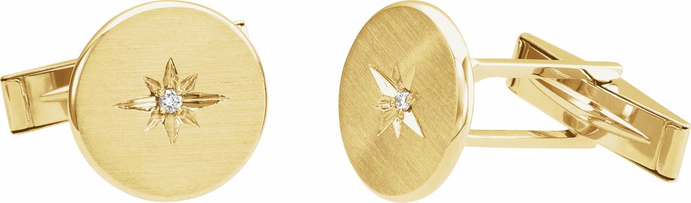 14K Yellow .03 CTW Natural Diamond Star Cuff Links