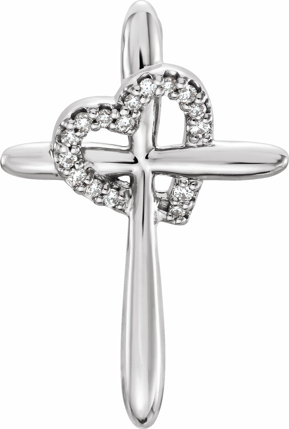 Platinum .04 CTW Natural Diamond Heart & Cross Pendant 