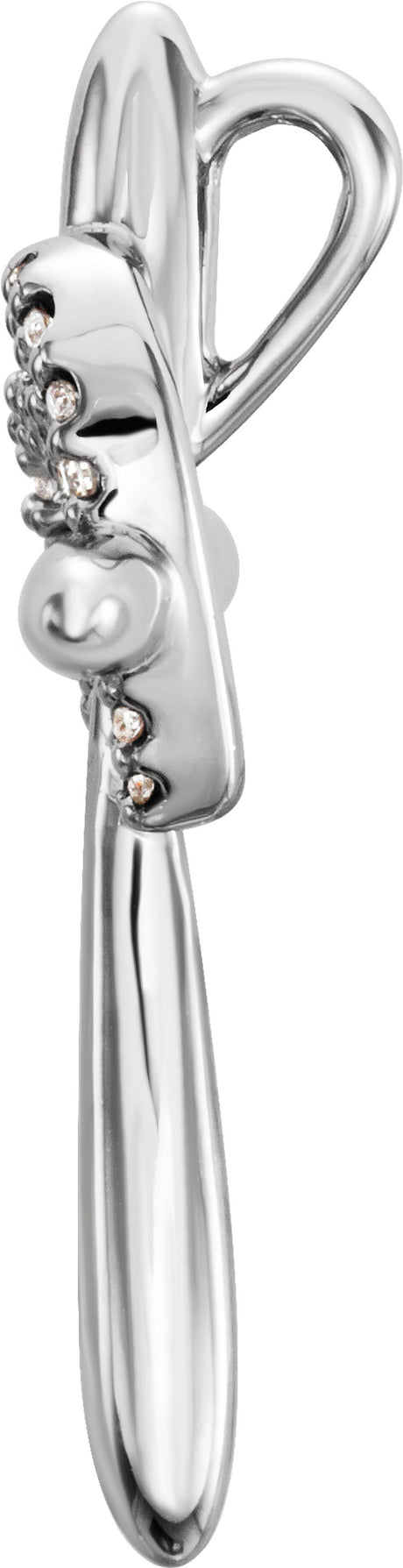 14K White Gold .04 CTW Natural Diamond Heart & Cross Pendant 