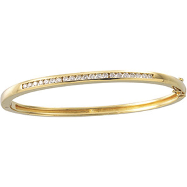 14K Yellow 5/8 CTW Natural Diamond Bangle 6 1/2" Bracelet