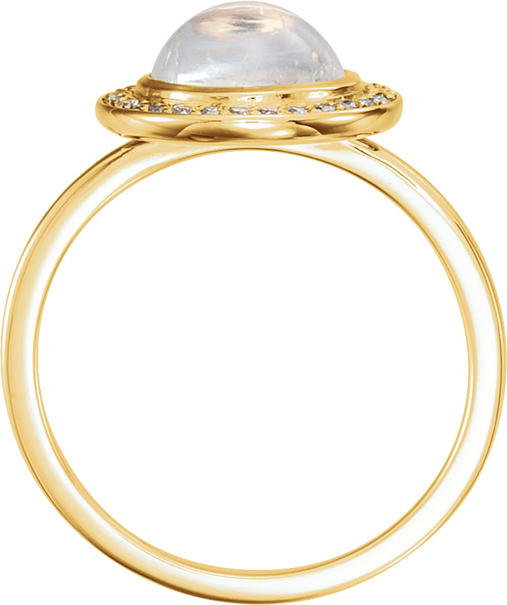 14K Yellow Natural Rainbow Moonstone & 1/8 CTW Natural Diamond Halo-Style Ring