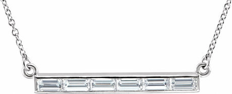 14K White Gold 3/4 CTW Natural Diamond Bar 17" Necklace