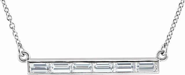 14K White Gold 3/4 CTW Natural Diamond Bar 17" Necklace
