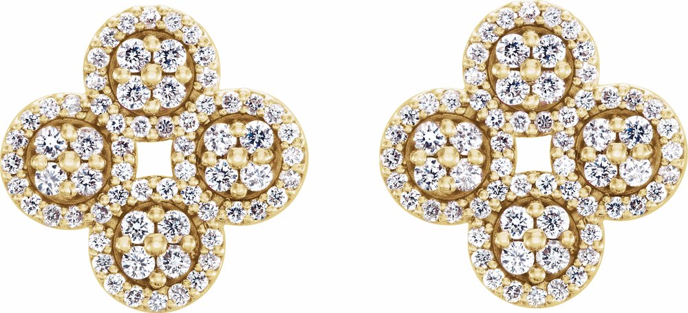 14K Yellow 1/2 CTW Natural Diamond Clover Earrings