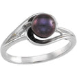 14K White Cultured Black Akoya Pearl Ring