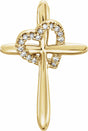 14K Yellow .04 CTW Natural Diamond Heart & Cross Pendant 