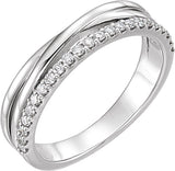 14K White Gold 1/5 CTW Natural Diamond Criss-Cross Ring