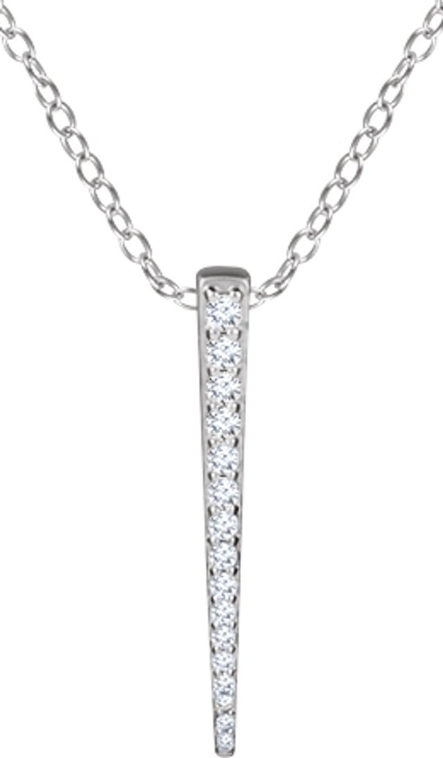 14K White 1/4 CTW Natural Diamond Graduated 16-18" Bar Necklace