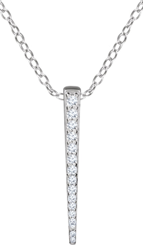 14K White Gold 1/4 CTW Natural Diamond Graduated 16-18" Bar Necklace
