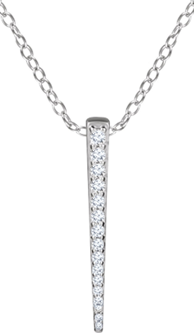 14K White Gold 1/4 CTW Natural Diamond Graduated 16-18" Bar Necklace