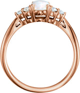 14K Rose Gold Natural White Opal & 1/6 CTW Natural Diamond Ring