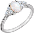 14K White Gold Natural White Opal & 1/6 CTW Natural Diamond Ring
