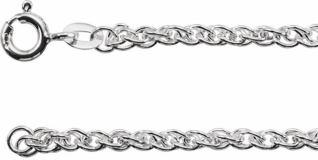 Rhodium-Plated Sterling Silver 2 mm Rope 18" Chain 