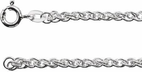 Sterling Silver 2 mm Rope 18" Chain