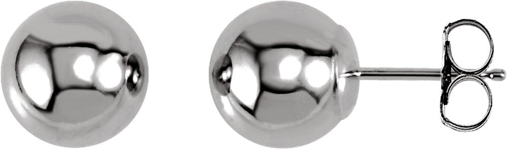 14K White Gold 8 mm Ball Earrings