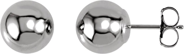 14K White Gold 8 mm Ball Earrings