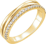 14K Yellow 1/5 CTW Natural Diamond Criss-Cross Ring