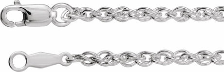 Rhodium-Plated Sterling Silver 2 mm Rope 16" Chain 