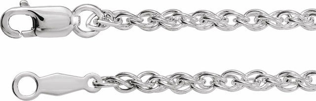 Rhodium-Plated Sterling Silver 2 mm Rope 20" Chain 