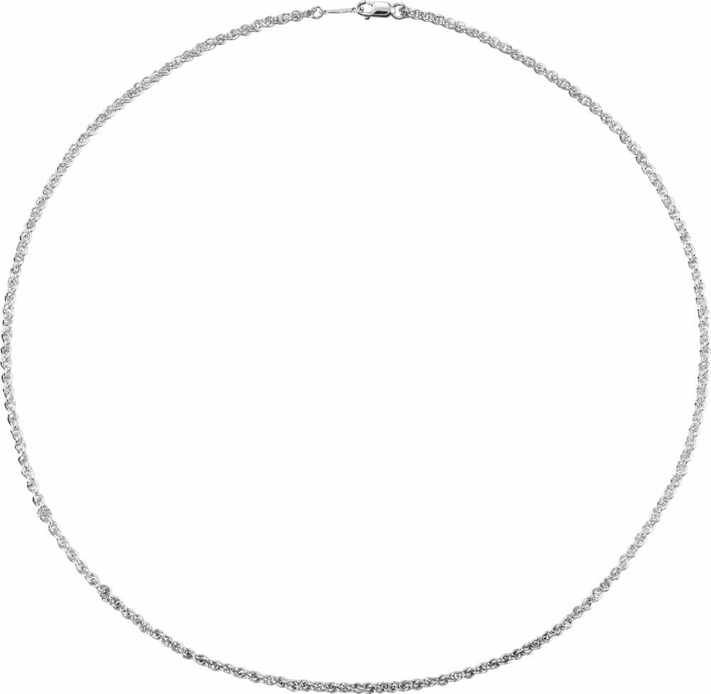 Rhodium-Plated Sterling Silver 2 mm Rope 20" Chain 