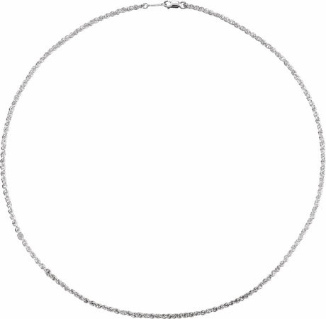 Rhodium-Plated Sterling Silver 2 mm Rope 16" Chain
