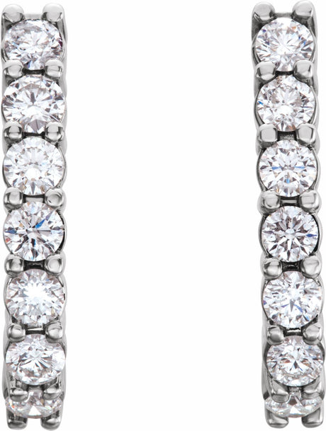 14K White Gold 1 1/4 CTW Lab-Grown Diamond J-Hoop Earrings
