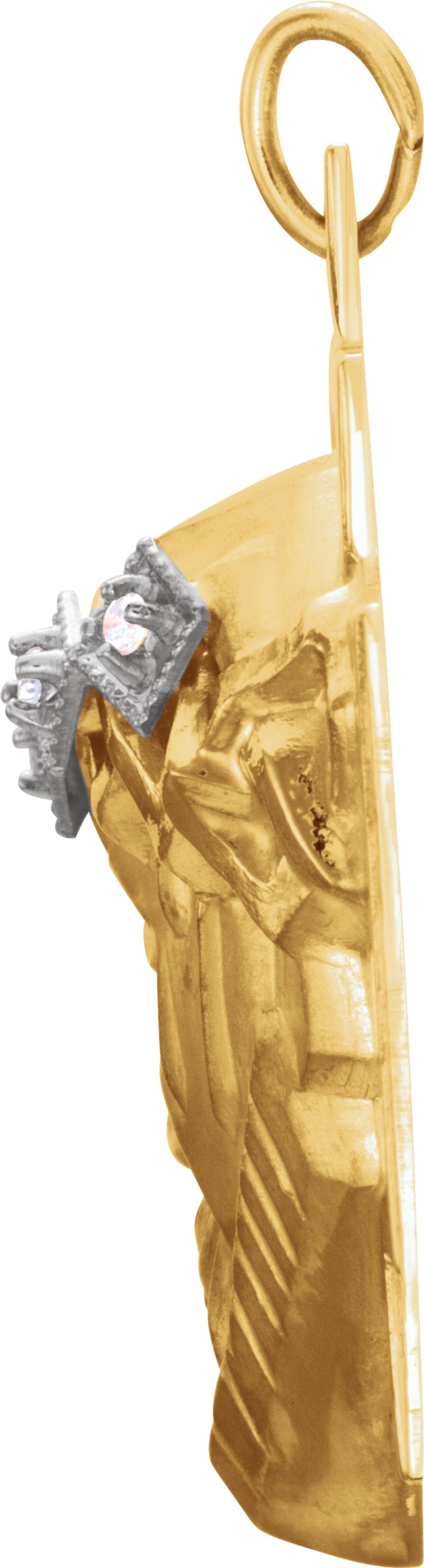 14K Yellow/White Gold .04 CTW Natural Diamond Face of Jesus Crown Cross Pendant