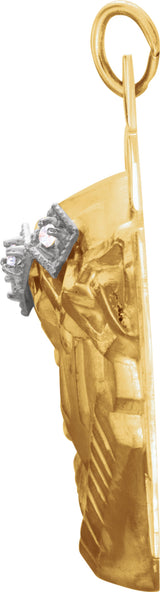 14K Yellow/White Gold .04 CTW Natural Diamond Face of Jesus Crown Cross Pendant