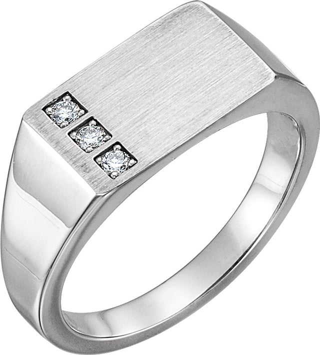 Sterling Silver 1/10 CTW Natural Diamond Signet Ring