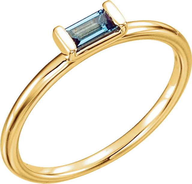 14K Yellow Natural London Blue Topaz Stackable Ring