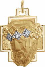 14K Yellow/White .03 CTW Natural Diamond Face of Jesus Crown Cross Pendant