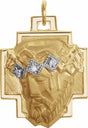 14K Yellow/White .03 CTW Natural Diamond Face of Jesus Crown Cross Pendant