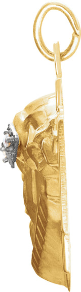 14K Yellow/White .03 CTW Natural Diamond Face of Jesus Crown Cross Pendant