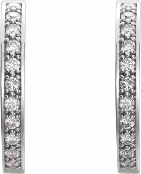 14K White Gold 3/4 CTW Natural Diamond Inside-Outside 18 mm Hoop Earrings