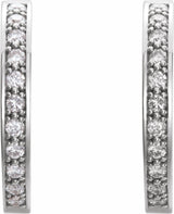 14K White 3/4 CTW Natural Diamond Inside-Outside 18 mm Hoop Earrings